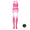 Ouch! Glow Ensemble Bustier Dos nu et Porte-Jarretelles 2 Pièces Rose Fluo